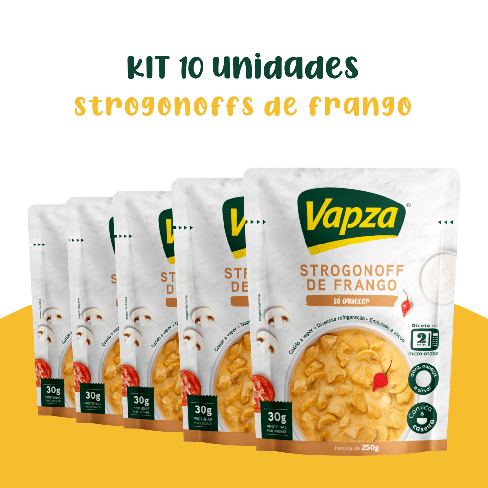 Kit 10 Strogonoffs de Frango 250G Só Aquecer Vapza